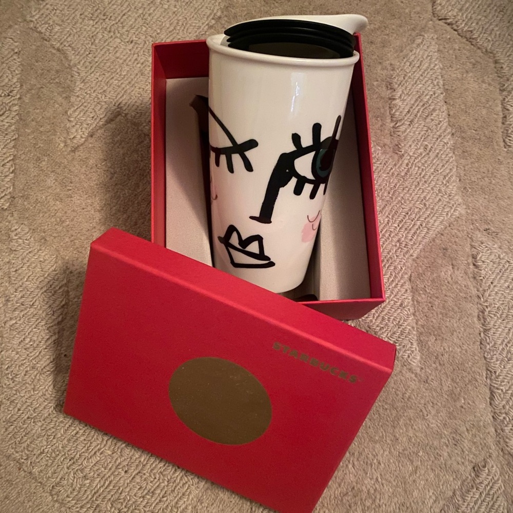 Nib Starbucks Winking Mermaid Ceramic Travel Mug Gem